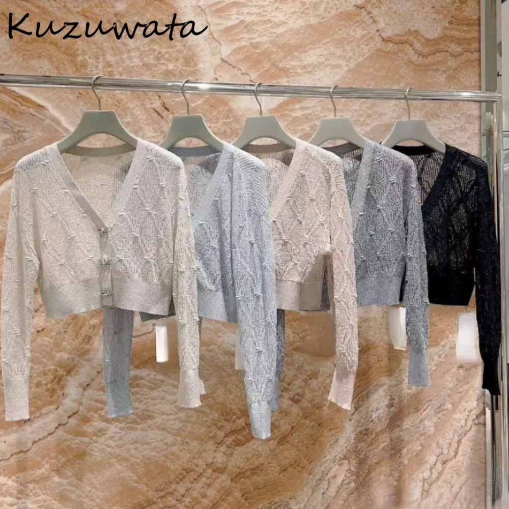 Kuzuwata New Sweet Knit All-match Vest Sling Sweet Temperament Bow Lace Up Fresh Tanks Japan Casual Patchwork Diamond Sexy Camis