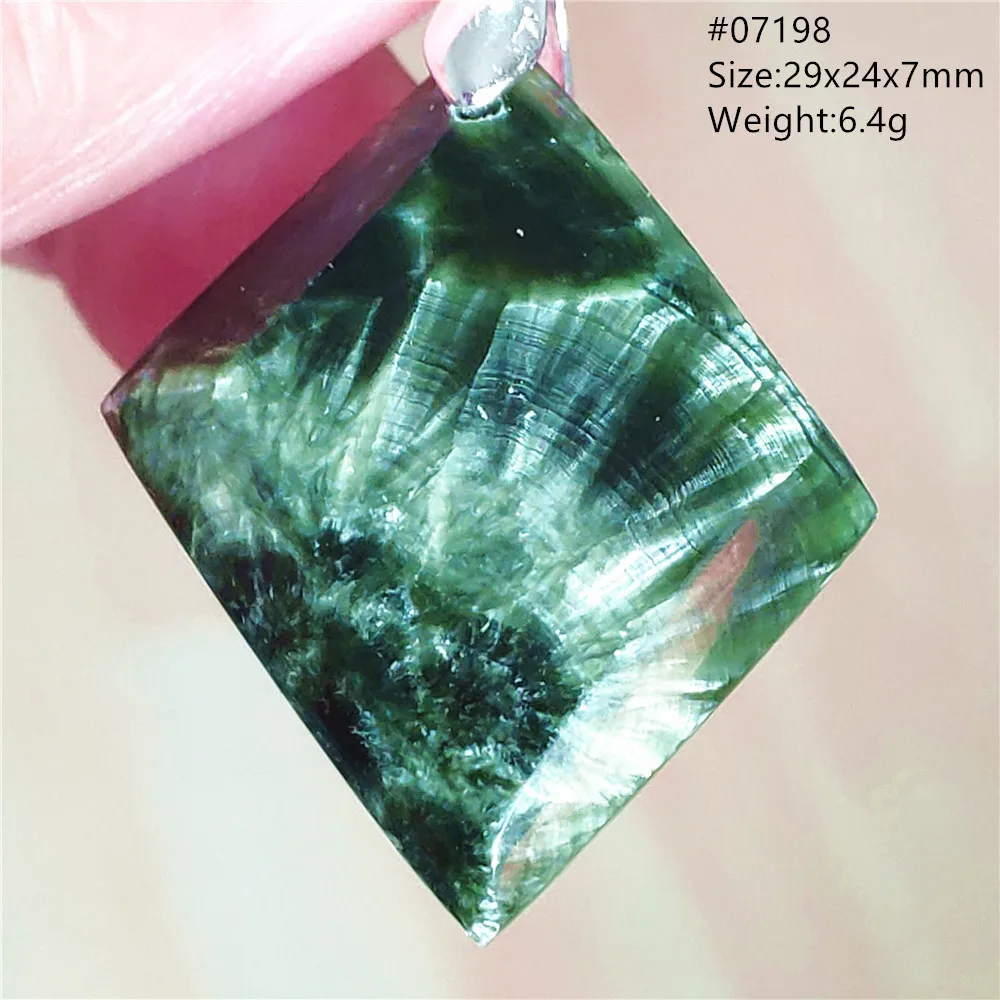 Natural Green Seraphinite Pendant Women Men Gemstone Oval Water Drop Seraphinite Necklace Pendant Bead AAAAA