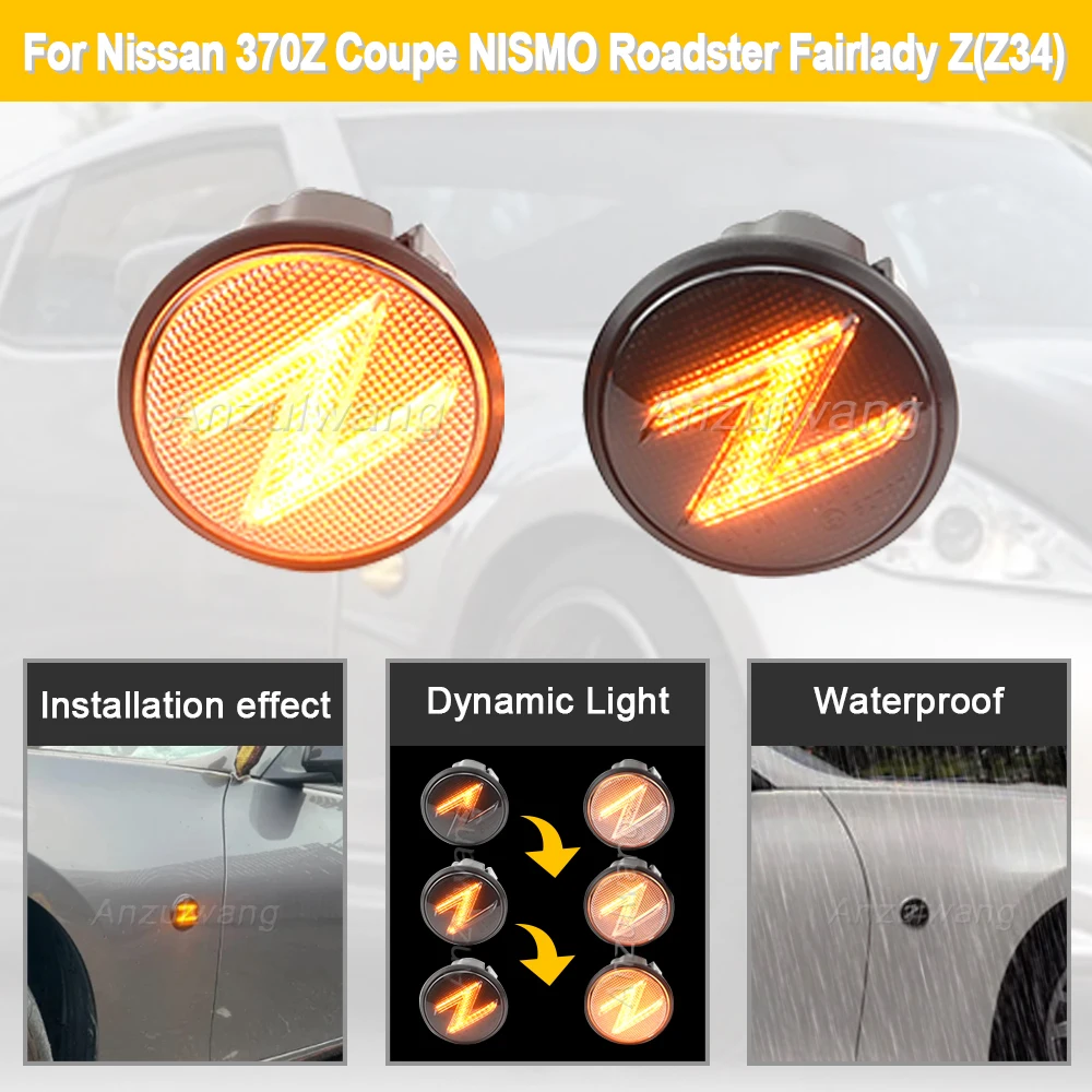 

2XLed Dynamic Side Marker Light Turn Signal Sequential Blinker Indicator Lamp For Nissan 370Z Nismo Coupe Roadster Z34 2009-2020