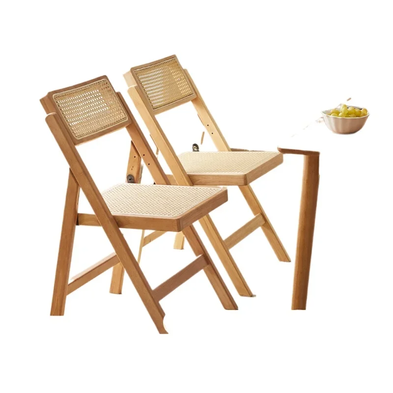 LAB dining chair solid wood back chair cafe B & B balcony casual retro log ins folding rattan chair