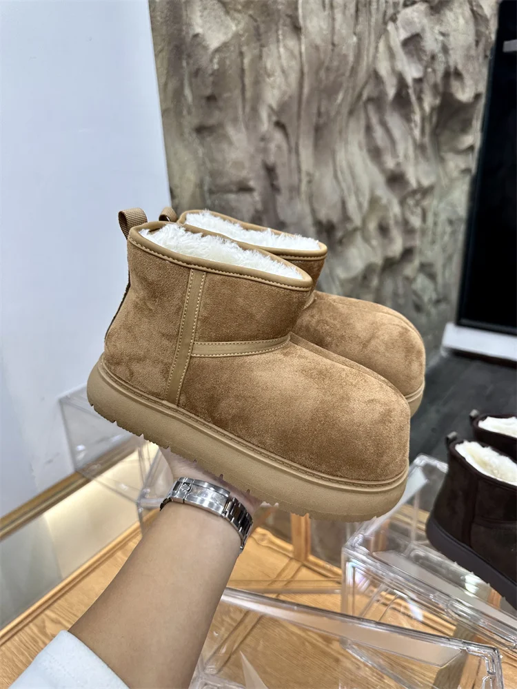 

Women's Comfortable Thi Warm Snow Boots Autumn Winter Casual ort Tube Mixed Material round Head Low Heel Faion Snow Boots