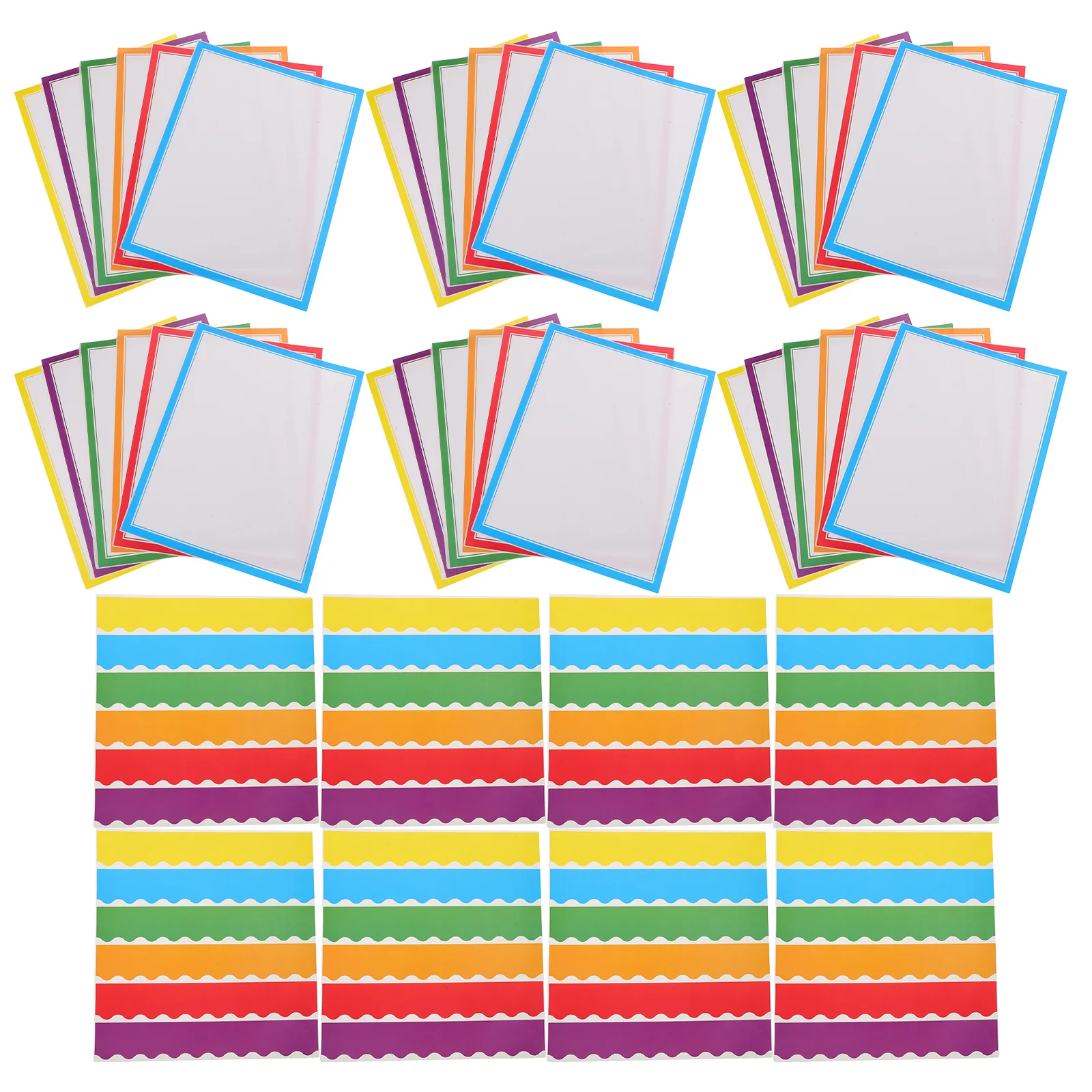 150Pcs Rainbow Bulletin Board Borders Scalloped Trim Classroom Display Science Fair Project Decoration Paper Border