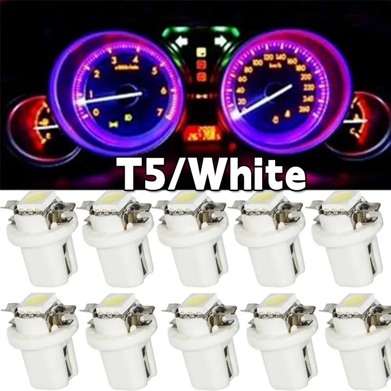 10Pcs T5 Car Dashboard Side Switch LED Light Colorful Bulbs Cars Interior Brightness 12V Instrument Lamp Auto Accessories
