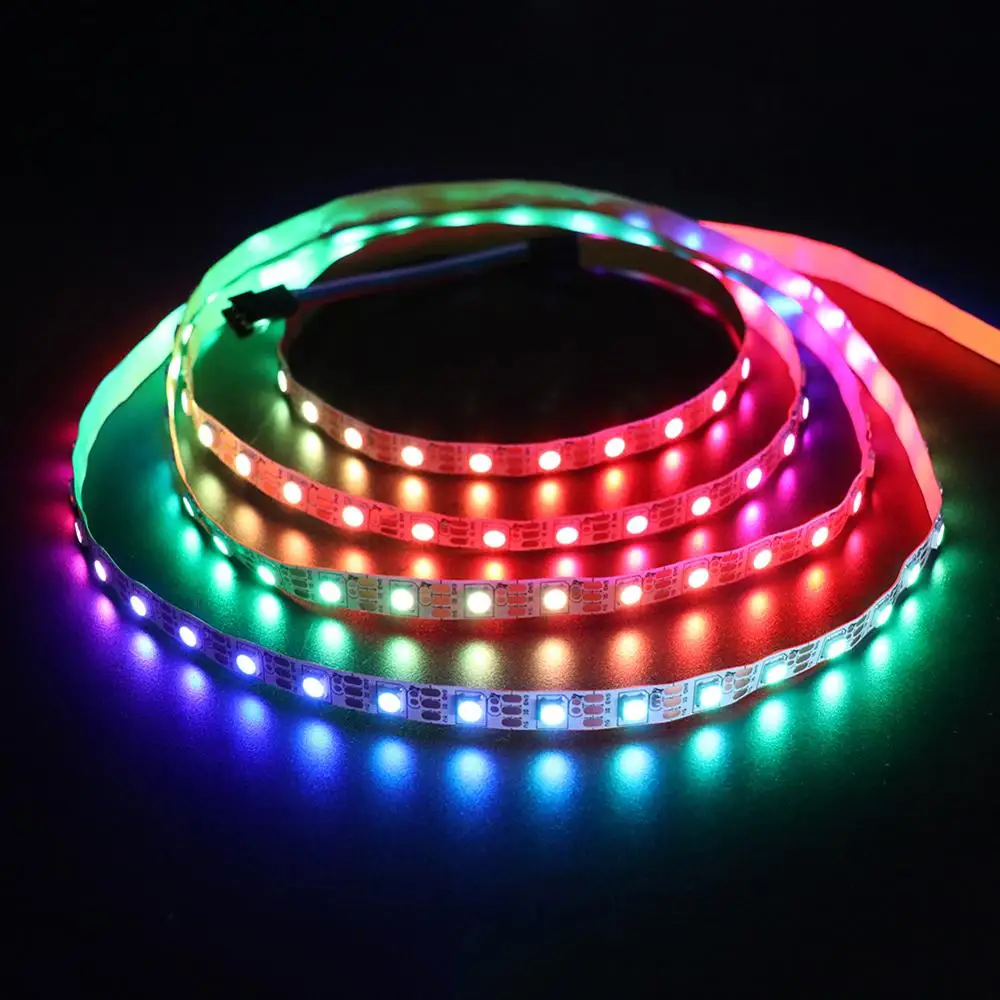 DC5V WS2812B LED Strip SMD5050 สมาร์ทพิกเซล LED Strip กันน้ำ IP21 IP65 โคมไฟติดตั้งโคมไฟ 30 60 LEDs เทปเชือก 1M 5M