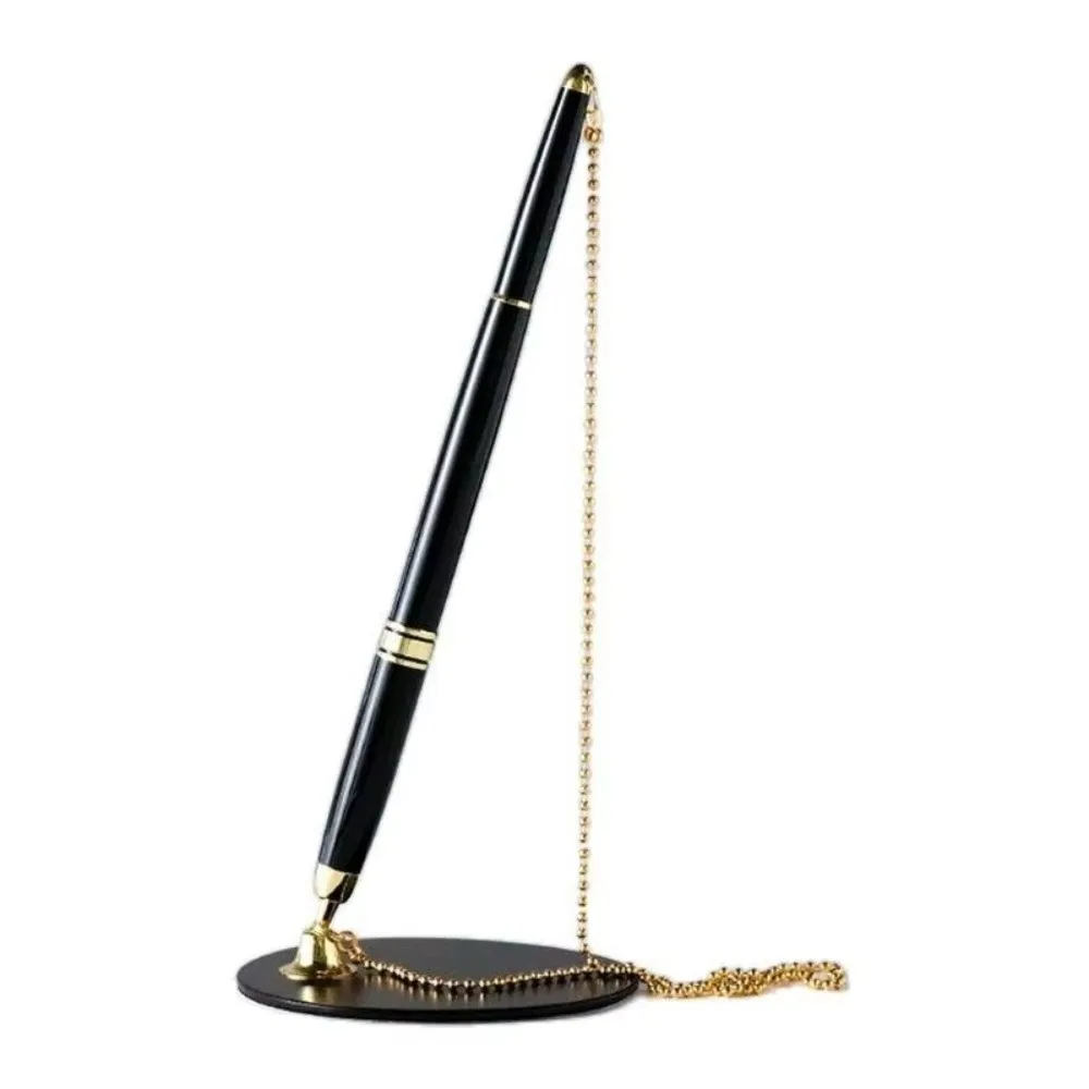 Table Fixed Metal Desk Pen Fixed Chain Rotating Design Signature Pen Smooth Ink Comfort Grip Sticky Desk Pen Bank Use