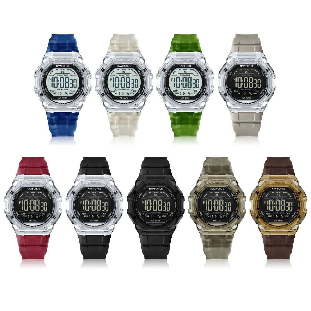 NAVIFORCE Multifunction Men LED Digital Watch Date Week Alarm Waterproof Outdoor Man Silicone Strap Electronic Watches view 3