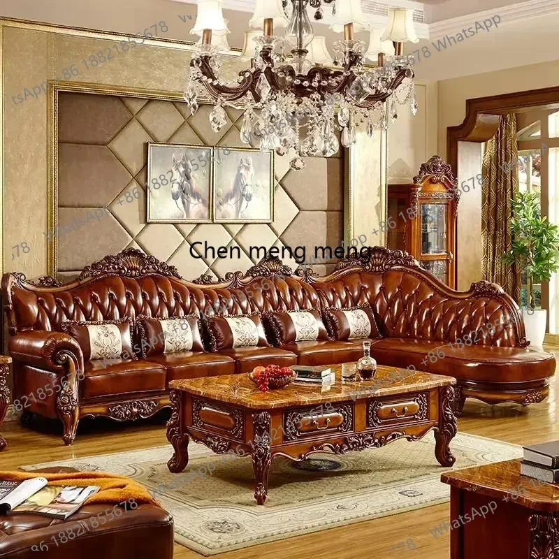 E153 Elegant Brown European Sofas Waterproof Armrest Luxury Floor Lounges Couch Puffs Nordic Designer Replica Muebles Salon Furn