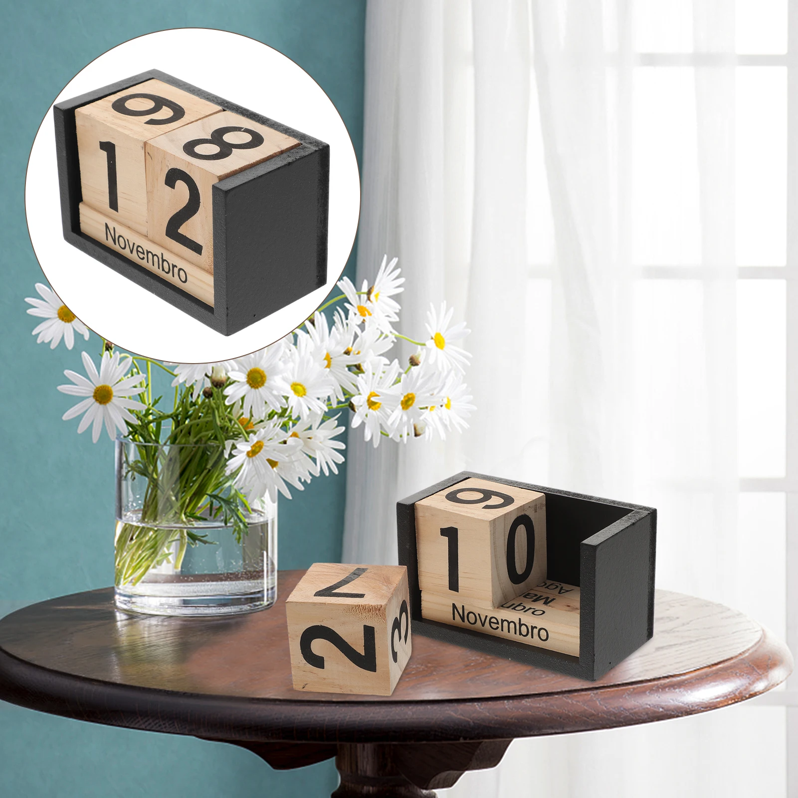 

Creative Wooden Perpetual Desk Calendar Block Reusable Date Display Office Cubicle Decor Desktop Stand Wood Calendar Blocks For