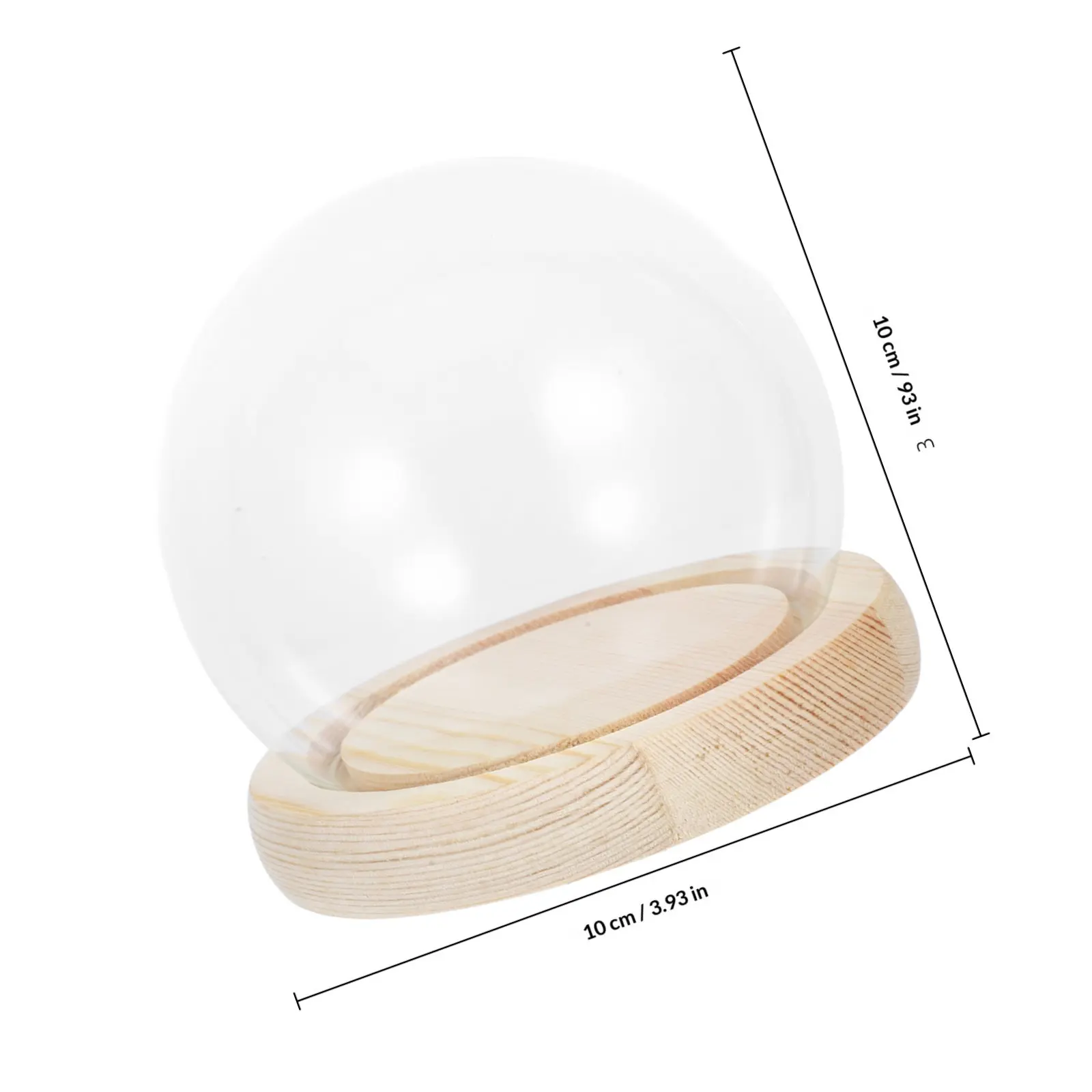 Clear Glass Display Dome with Wooden Base Delicate Miniature Cloche for Preserved Flowers Candles Decorative Tabletop Display