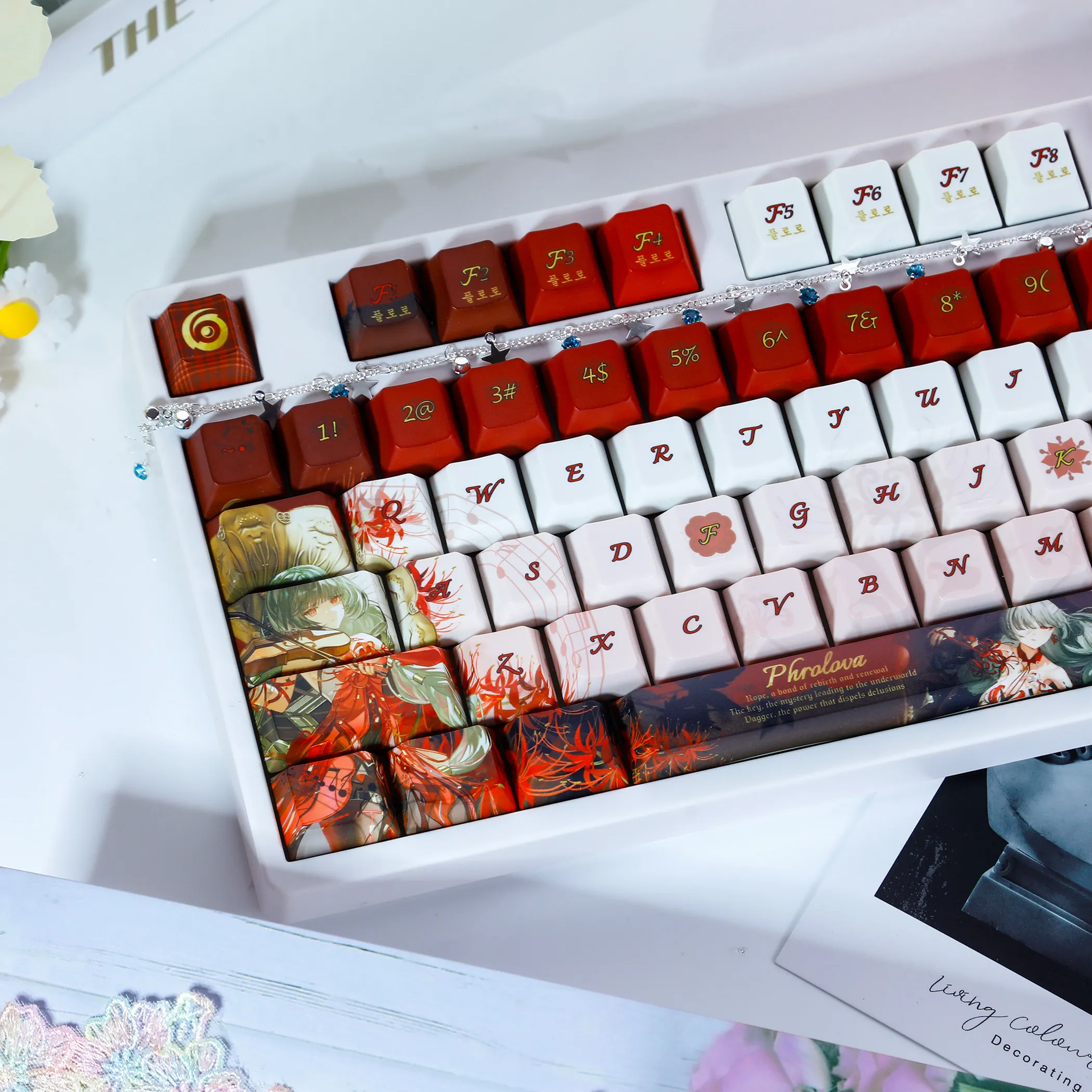 122 Keys Phrolova Wuthering Waves Keycap Cute Phrolova Keycaps Anime GamePBT Cherry Profile for ANSI Aula Made68 Mad68 Wooting60