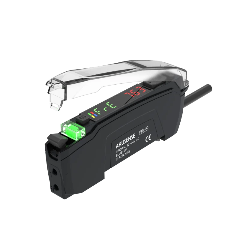 Akusense PE2 Series Optic Signal Fiber Amplifier Through Beam Diffusive IO-Link NPN PNP Output Optical Sensor