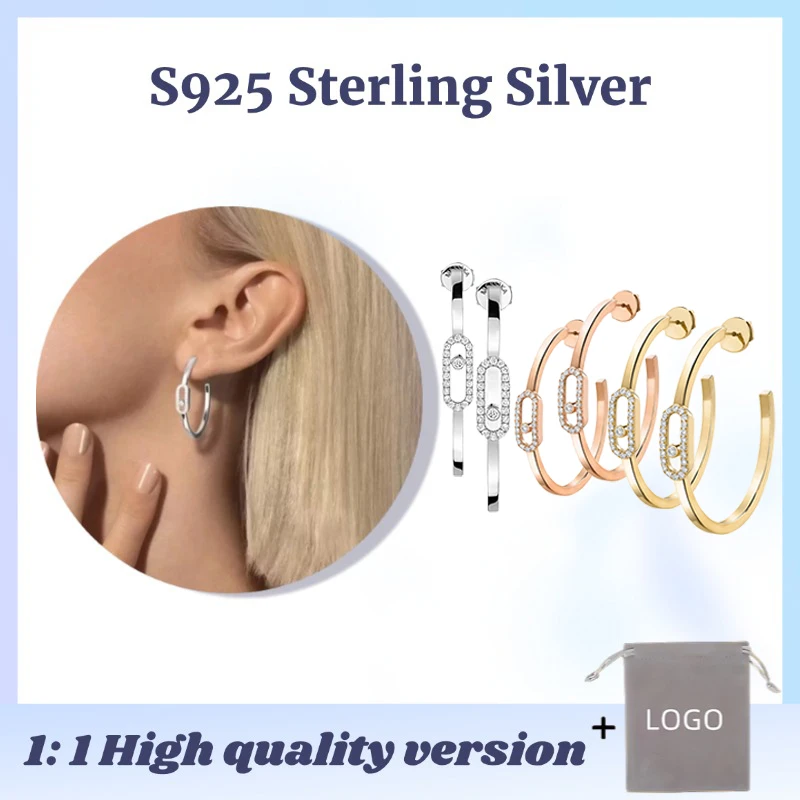 Official-website Fashion Luxury Jewelry Move Uno Circle Earrings S925 Sterling Silver High Quality Christmas Gift