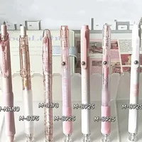 7pcs/set Cute Pink Color Student Gel Pen for Girl Sweet Chic American Style Stationery Gel Pen 0.5mm Black Ink Pen for Writing