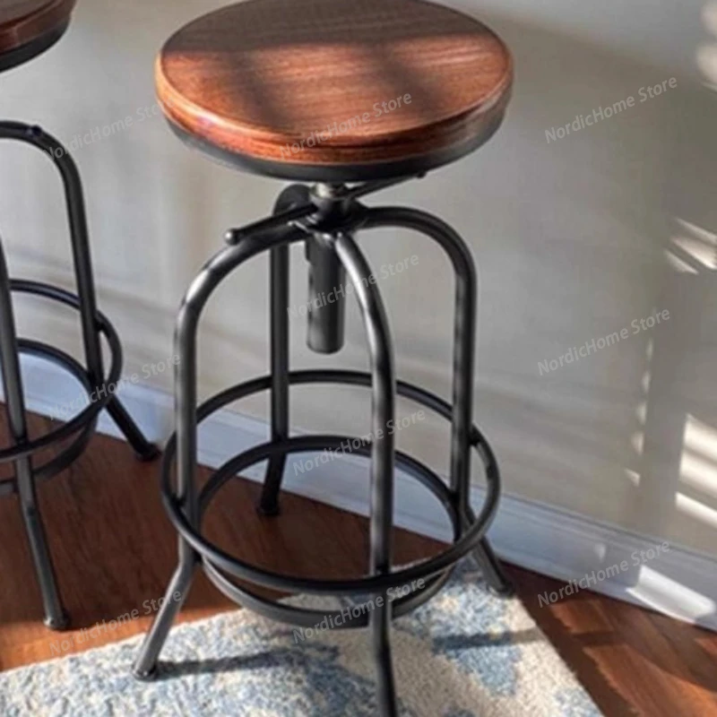 

Lifting Rotating Bar Chair Light Luxury Vintage Designer Dinning Chair Hotel High Restaurant Bar Furniture Tabouret De Bar XYBC