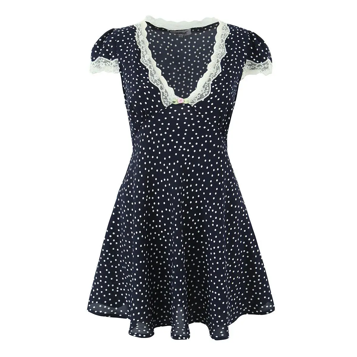 

2026 Summer Street Fashion Versatile Lace V-neck Polka Dot Dress Women