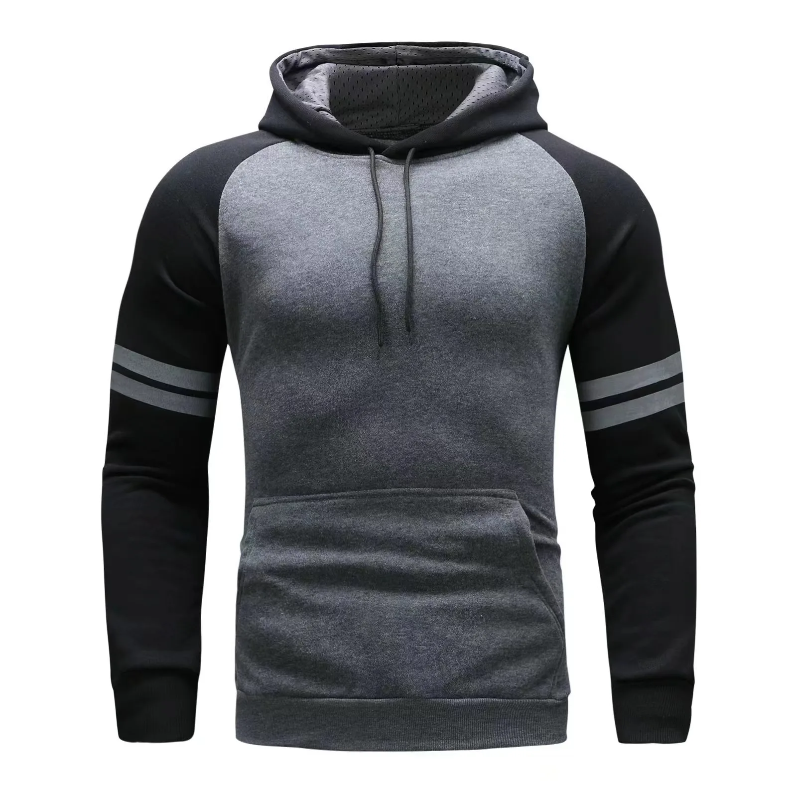 

2024 Men's Color Blocked Stripes Hoodies for Man Sweatshirt Autumn Long Sleeve Hooded Sweatshirt Hoodie Black Gray Sportswear
