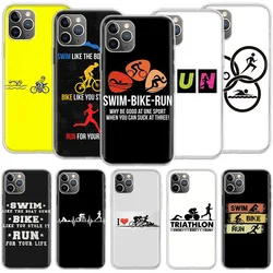 Triathlon Swim Bike Run Phone For Apple Iphone 12 13 Mini 15 Pro Max 11 Pro 14 Plus 16 Pro Max 16E Case Shell Cover Clear TPU P