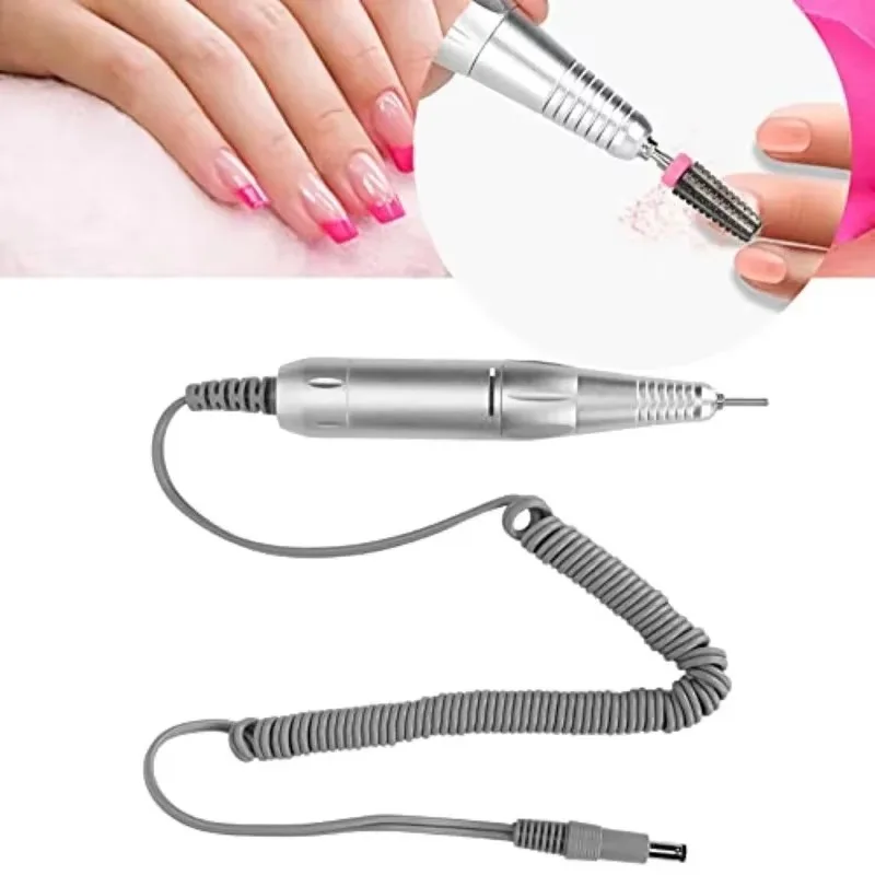 1Pc Electric Silver Nail Drill Handle File Polish Grind Machine Handpiece DC Head Pen Manicure Pedicure Tool Accessories