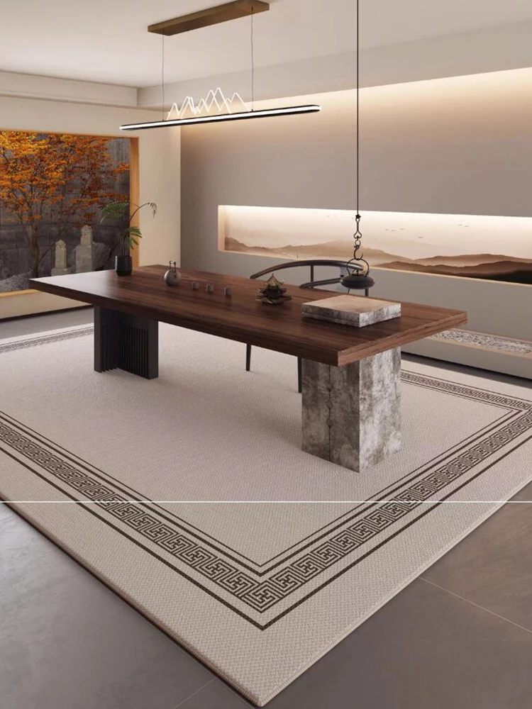 New Chinese Style Tea Table Floor Carpet Living Room Study Office Room Large Carpet Imitation Sisal Non Slip Bedroom Rug