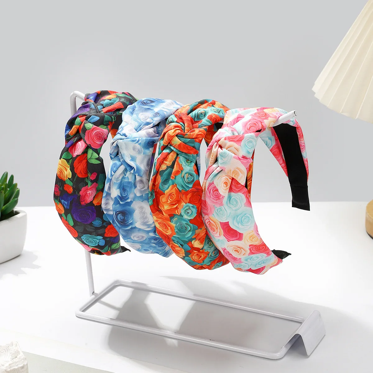 

Floral Print Hairbands - Colorful Wide Headbands for Women, Stretchable Fabric Hair Accessories for Girls, Fashion Hair Bands