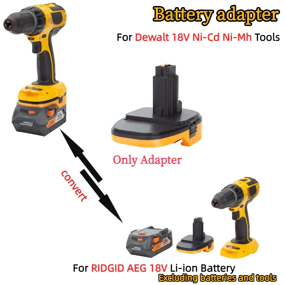 Адаптер/преобразователь для литий-ионного аккумулятора RIDGID AEG 18 В для Dewalt 18 В XRP Ni-Cd Ni-Mh аккумуляторные дрели, аксессуар (только адаптер)