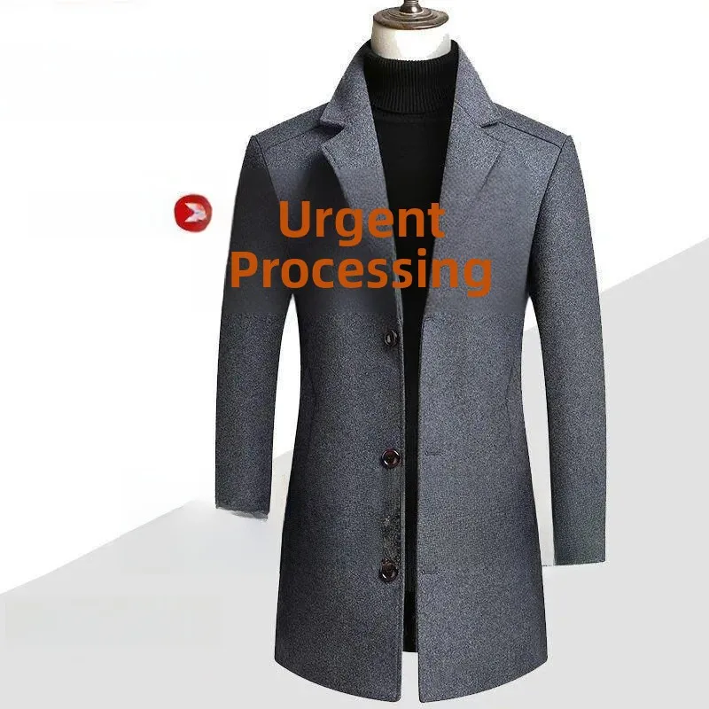 

Autumn Winter Men's Woolen Coat Casual Thiened Middle-aged Slim Fit Long Sle Faionable Men's Windbreaker Jaet
