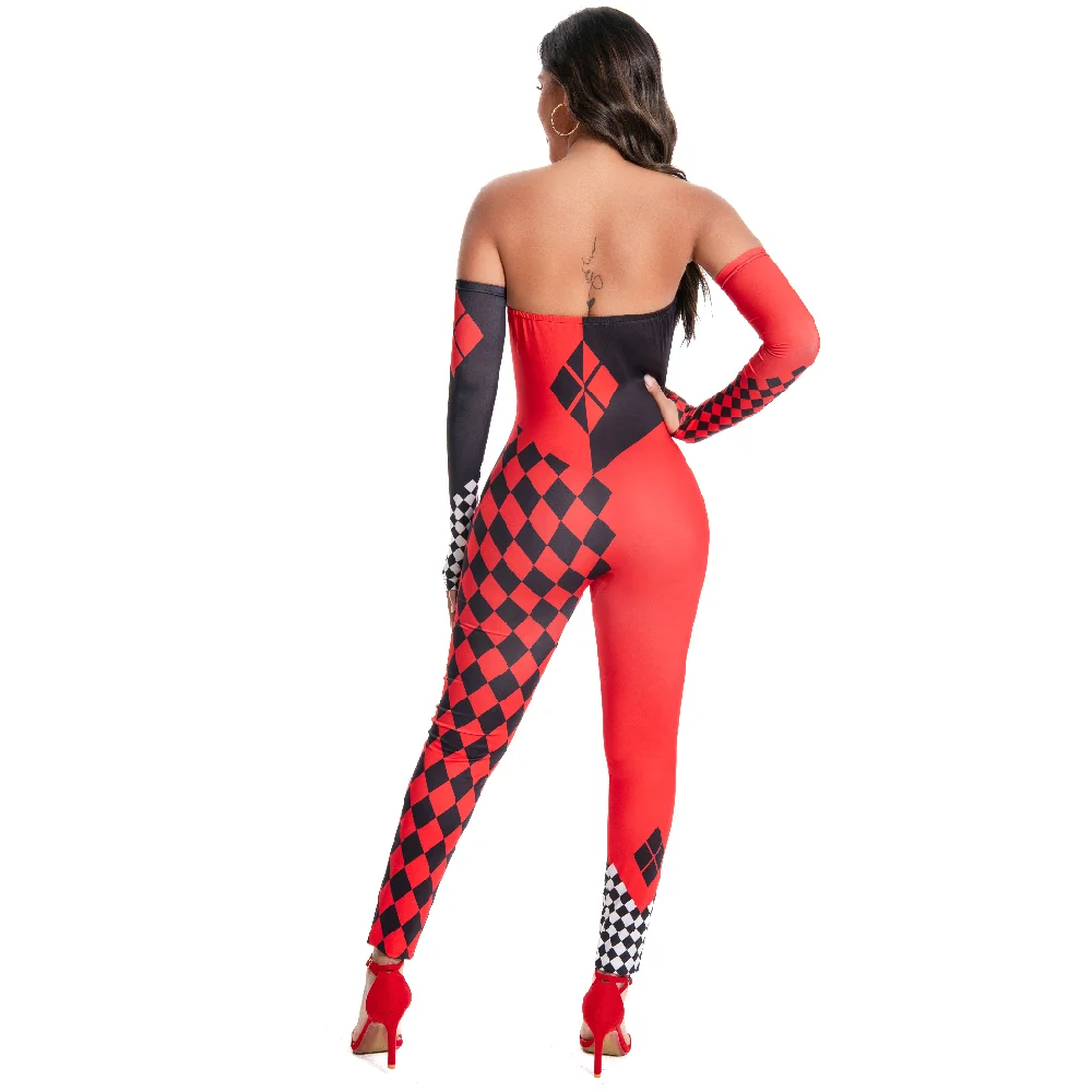 [Tu es mon Secret] Anime Harley Q Clown Costume Sexy femmes body Halloween Cosplay mascarade fête déguisement Zentai tenue