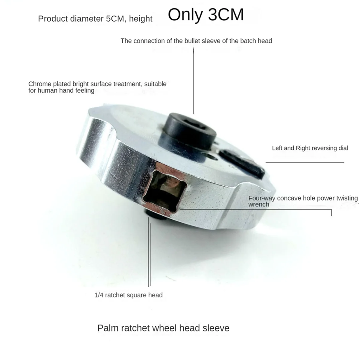 1/4 Inch Drive 3-IN-1 Multi Function Ratchet Wrench Dual Head Finger Ratchet Bit Holder and Square Head Home Repair Tool