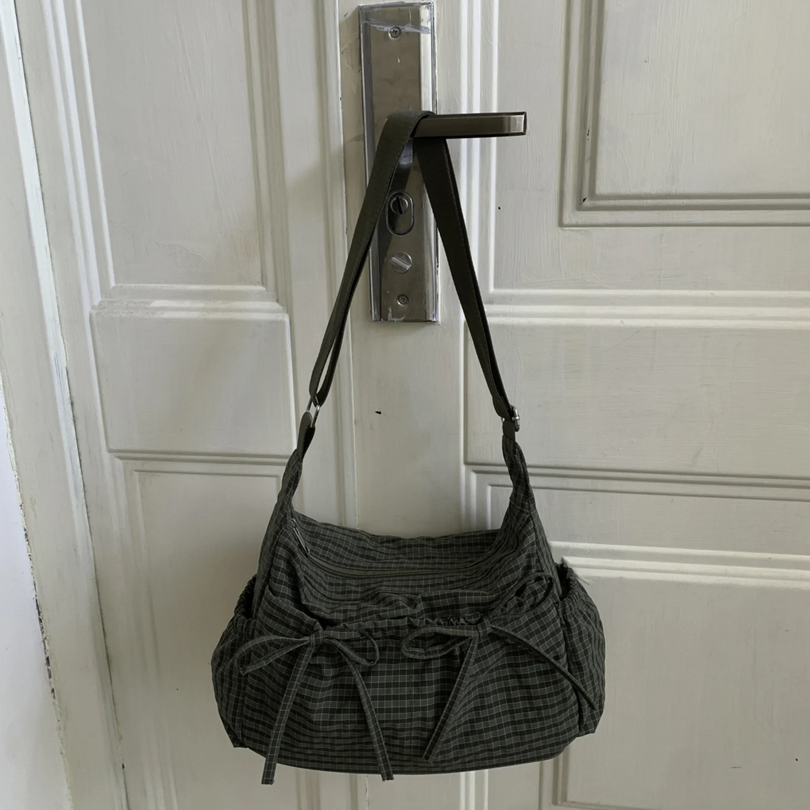 

Women Checkered Underarm Bag with Adjustable Strap Messenger Bag for Work Shopping Travel