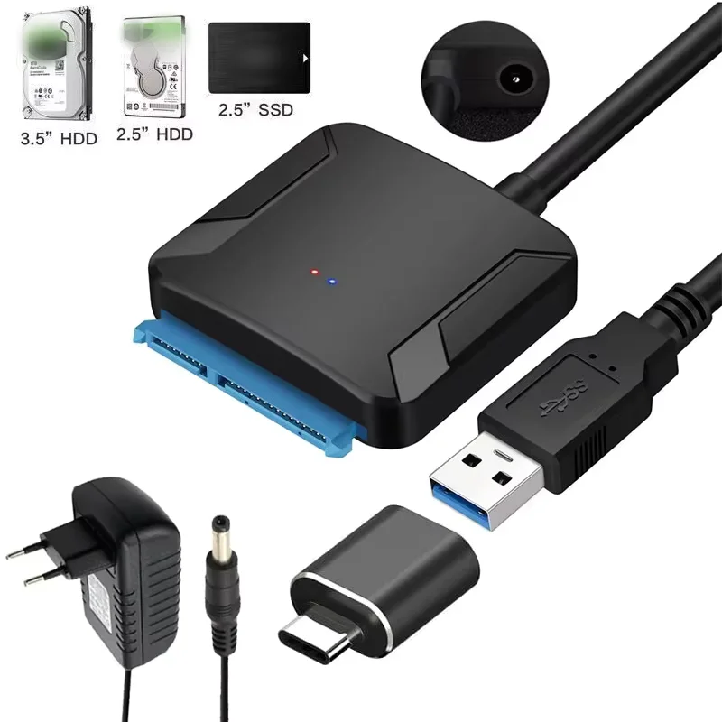 USB 3.0 to SATA Adapter Cable for 3.5/2.5 Inch SSD HDD SATA III Hard Drive Disk Support UASP Compatible with USB 1.1/2.0/3.0