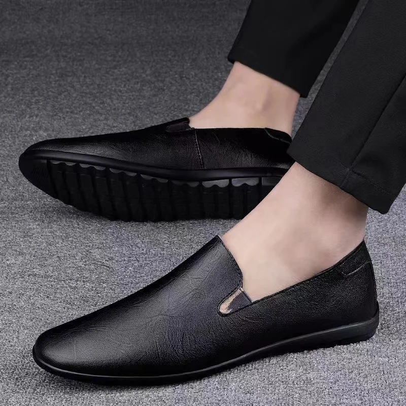 Leather Men Shoes Casual Luxury Brand Soft Italian Mens Loafers Moccasins Breathable Slip on Lazy Driving Shoes Plus Size 37-47