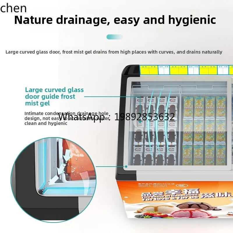 

ice cream ice cream cabinet transparent glass cover sliding door supermarket display freezer refrigerated freezer
