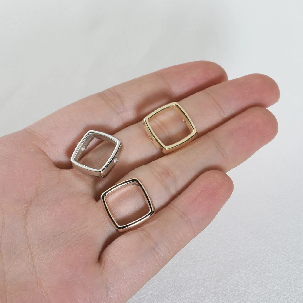 50 pçs quadro quadrado espaçador contas tampa buraco duplo 14mm envolto protetor de grânulo para fazer jóias diy pulseira colar acessório