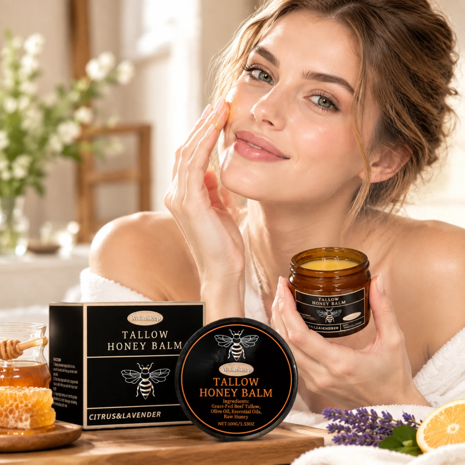 WoodSleep Tallow Honey Balm Dry Skin Skincare Deep Nourishing Long Lasting Moisture Fast Absorbing Refreshing Natural Skin Balm