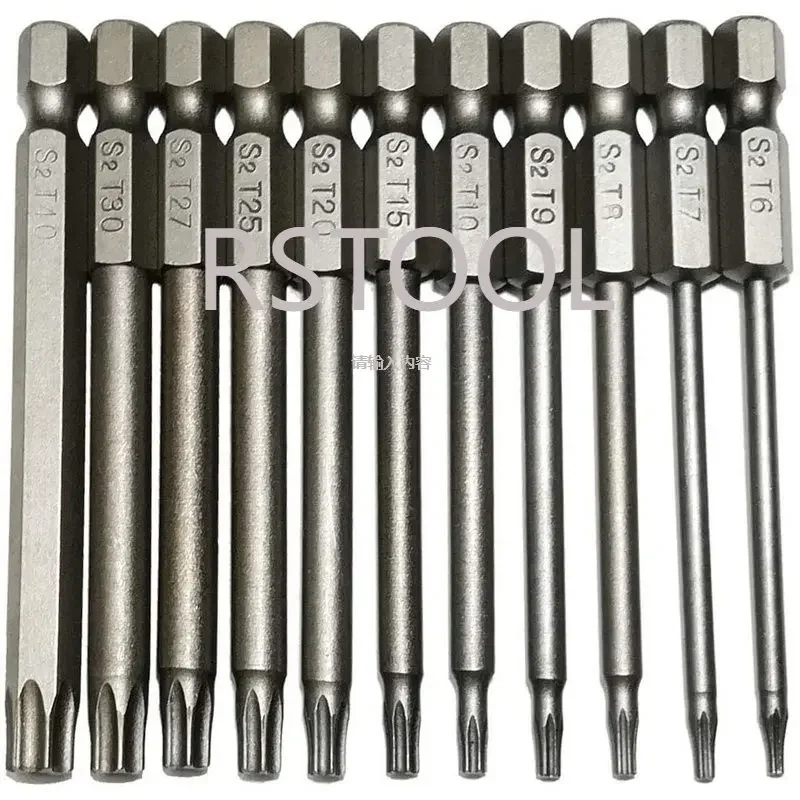 Beveiliging Torx-kopbit 11-delig 1/4 inch zeskantschacht T6 T7 T8 T9 T10 T15 T20 T25 T27 T30 T40 3 inch lengte schroevendraaier boorset