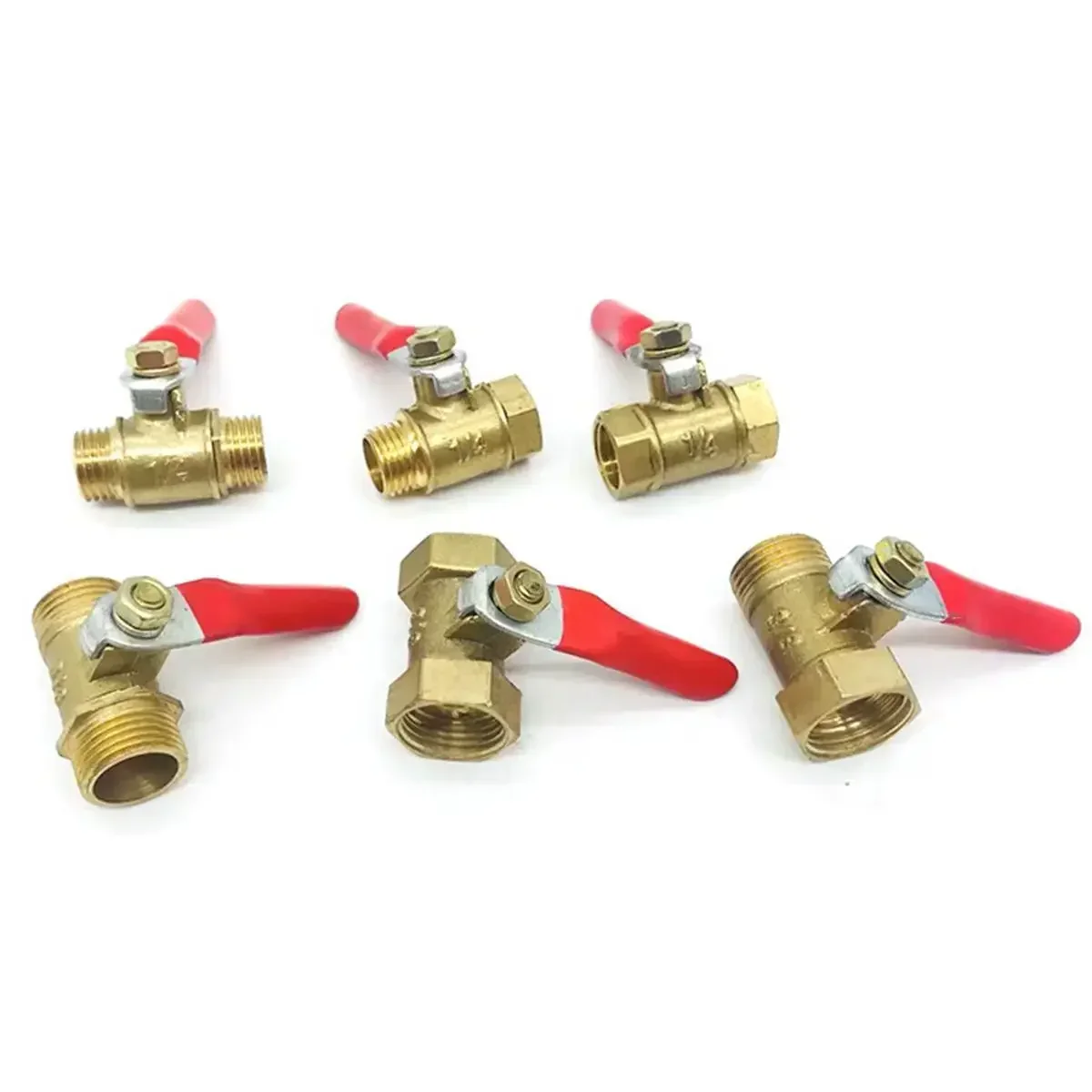 Equal Reduce 1/8" 1/4" 3/8" 1/2" BSPP Female-Female/Female-Male/Male-Male Brass Ball Valve With Red Handle