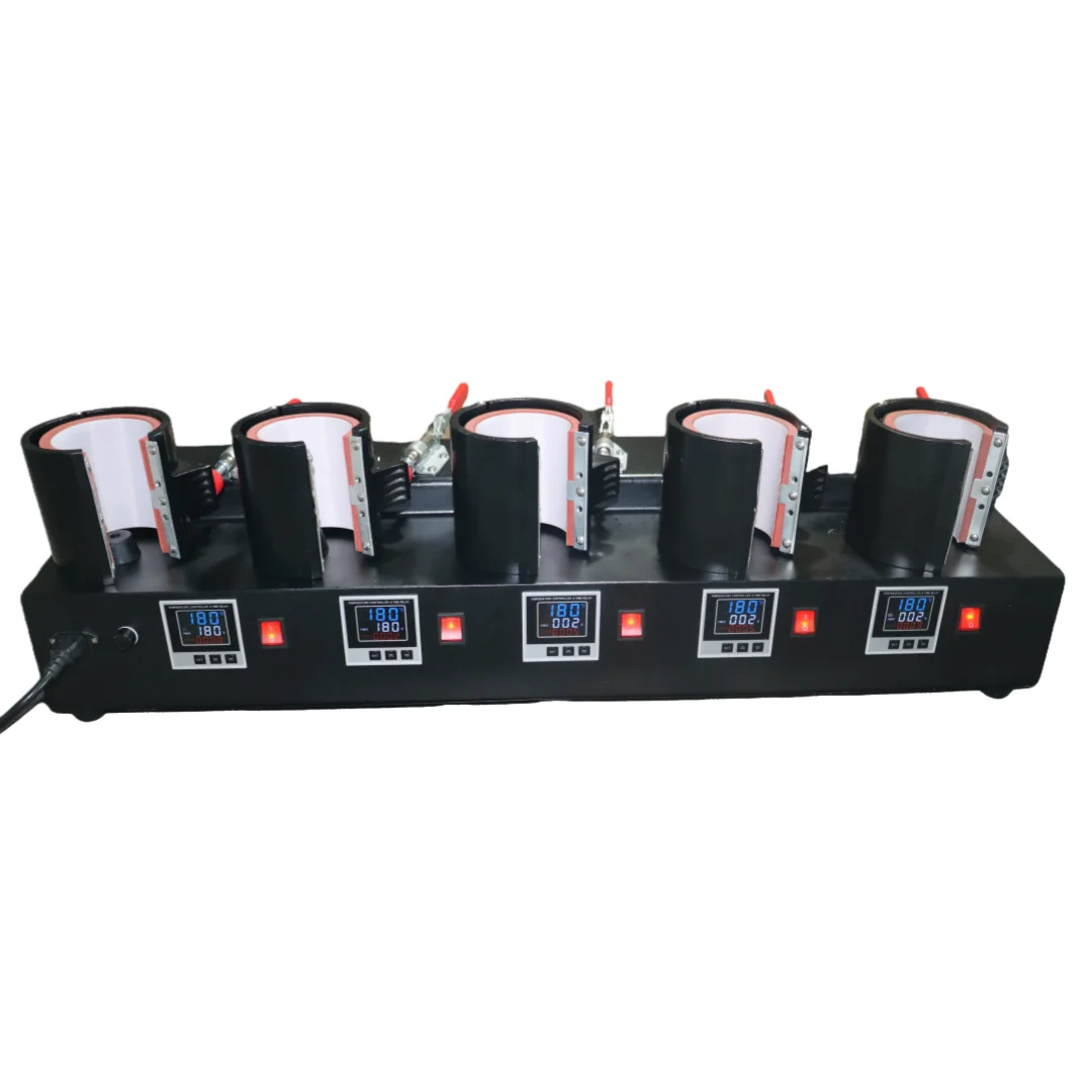 5-in-1 Mug Heat Press Machine With Independent LED Display For Ceramic Cups And Coffee Mugs Sublimation Printing