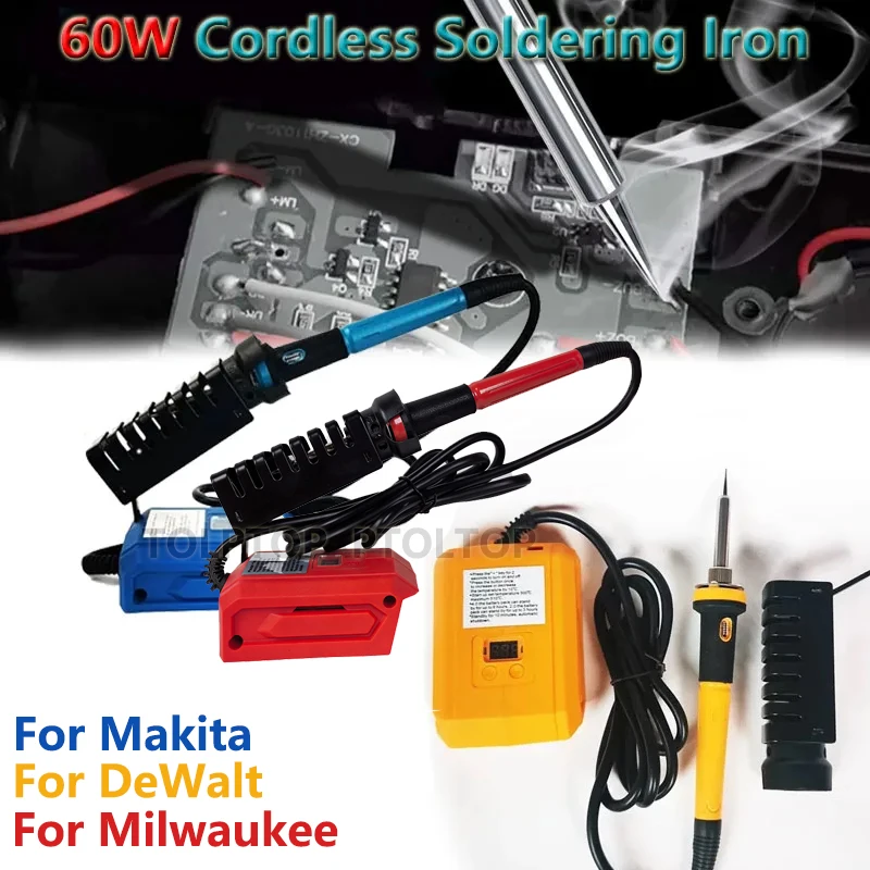 

NEW 60W Digital Electric Soldering Iron for Makita/Dewalt/Milwaukee 18-20V Battery300-510℃ Adjustable 936M Solder Tip Soldering