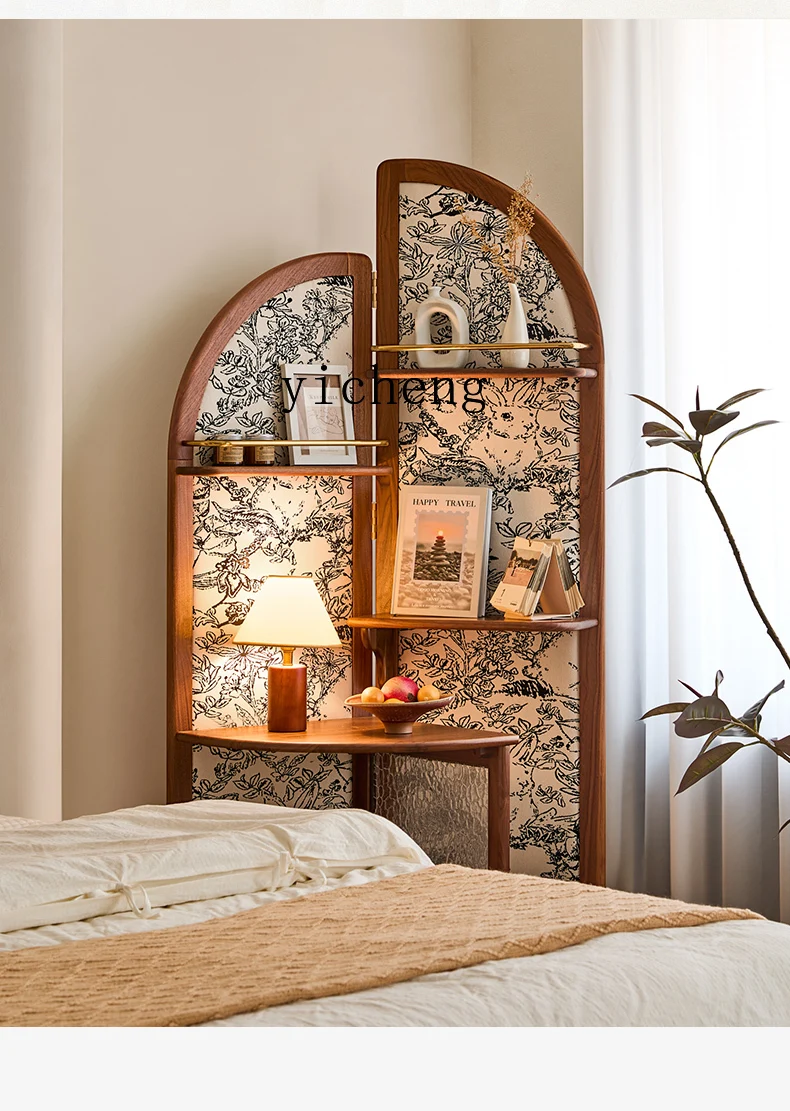 

LSL Corner Shelf Living Room Black Walnut Solid Wood Vintage Bedroom Corner Cabinet Bookshelf