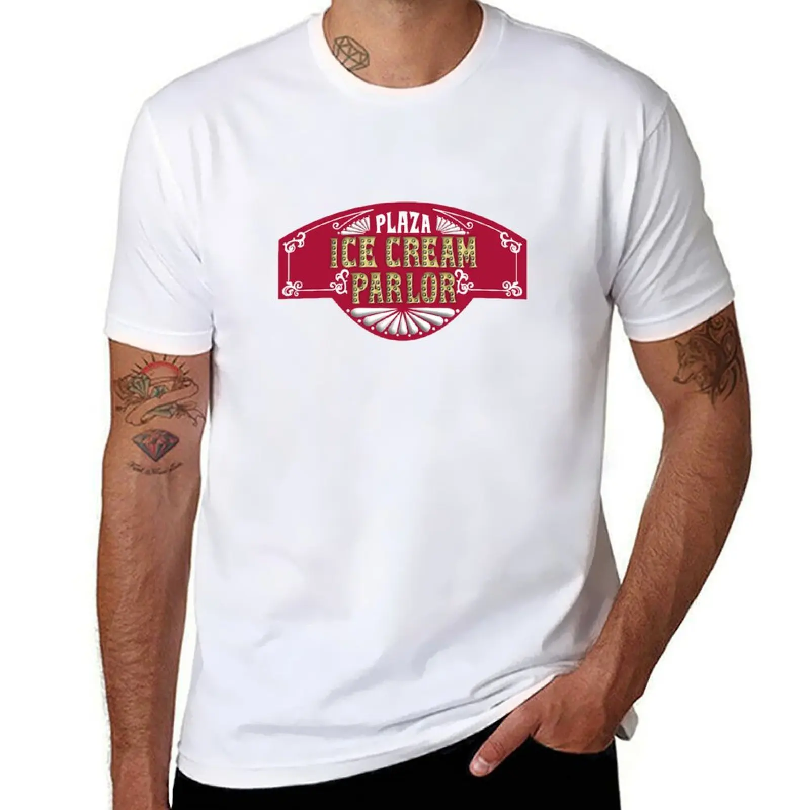 Main Street USA Plaza Ice Cream Parlor T-Shirt anime t shirts oversize man t shirt heavy cotton man t shirt luxury T-shirt