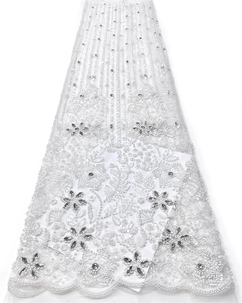 

Luxury Handmade Sequins Fabric African Beads Lace High Quality for Evening Party Dresses Nigerian Style 2026