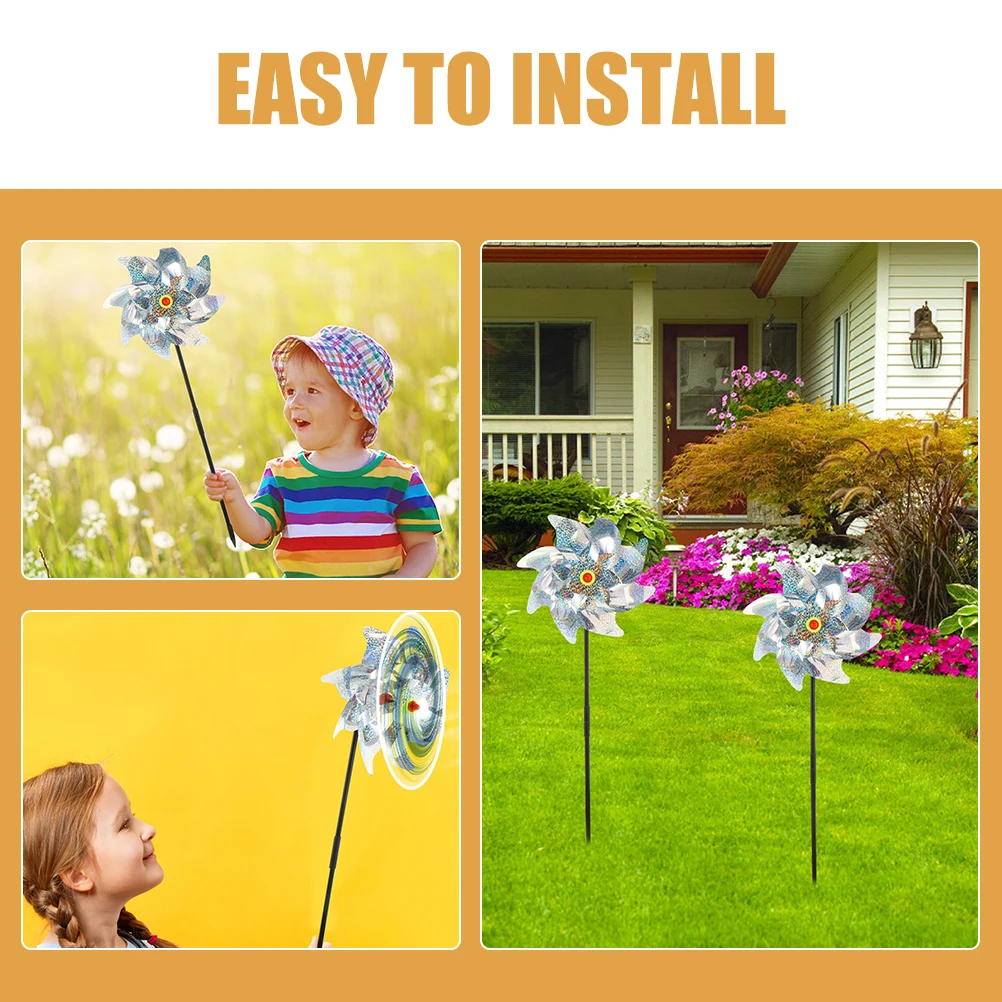 

4 Pcs Bird Repellent Windmill Ornamental Rotating Scaring Small Spinners for Yard and Garden