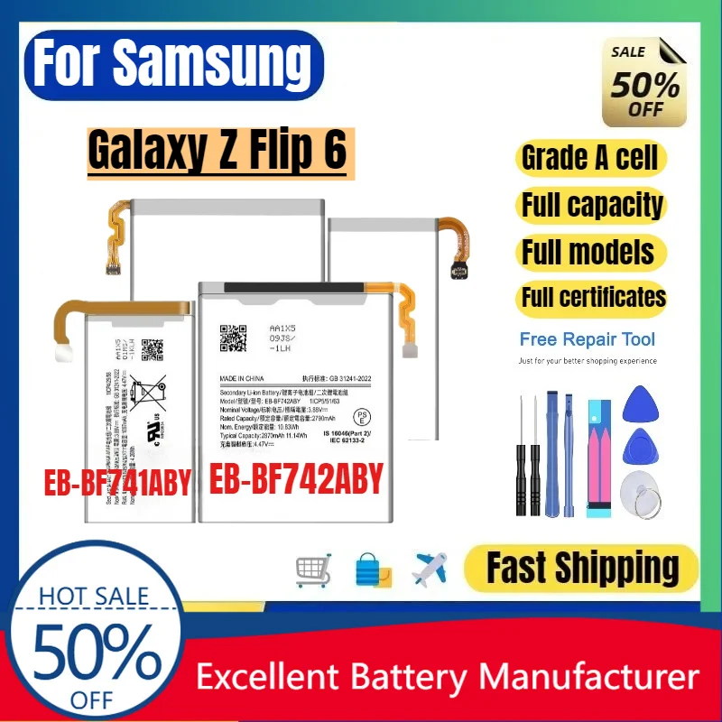 0 Cycle EB BF742ABY BF741 Battery for Samsung Galaxy Z Flip 6 High Quality Replacement Lithium Polymer Grade A Cell with Tools