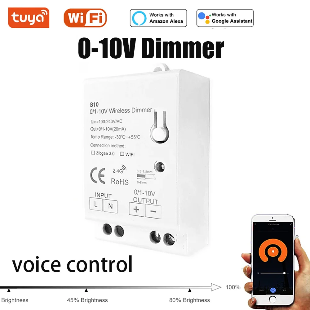 Mini Tuya WiFi LED Lights Dimmer Controller AC 100-240V 0/1-10V Smart Home APP Wireless Control Voice for Alexa Google Home