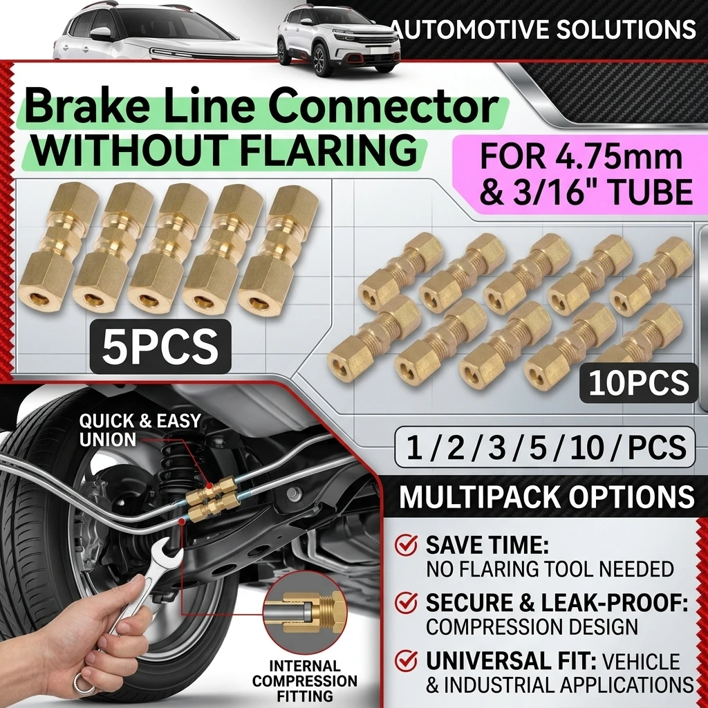 Brake Line Connector for Brake Line Without Flaring 3/16 