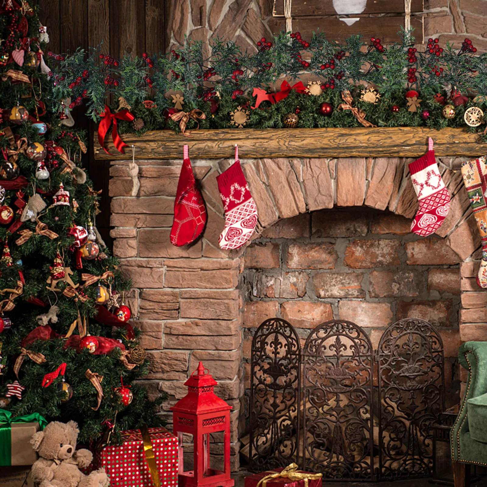 

180Cm Simulated Pine Branch Cane Christmas Rattan Decoration Home Hanging Pendant For Mantelpiece Stair Handrail Festive