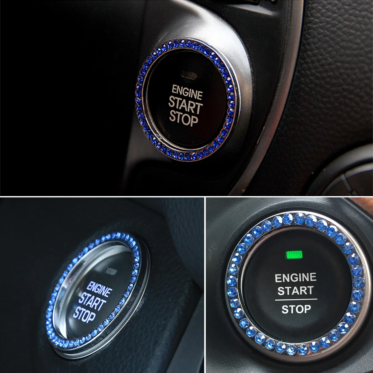 

Rhinestone Circle for Car Engine Start Stop Button Decor Sparkling Crystal Bling Easy Install Switch Accessories Automotive