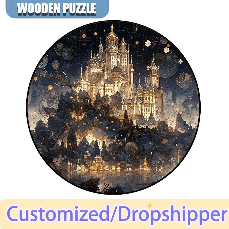 Castle Theme Flat Wooden Puzzle Family Gathering Puzzle Wall Decoration Wooden Puzzle Holiday Gift