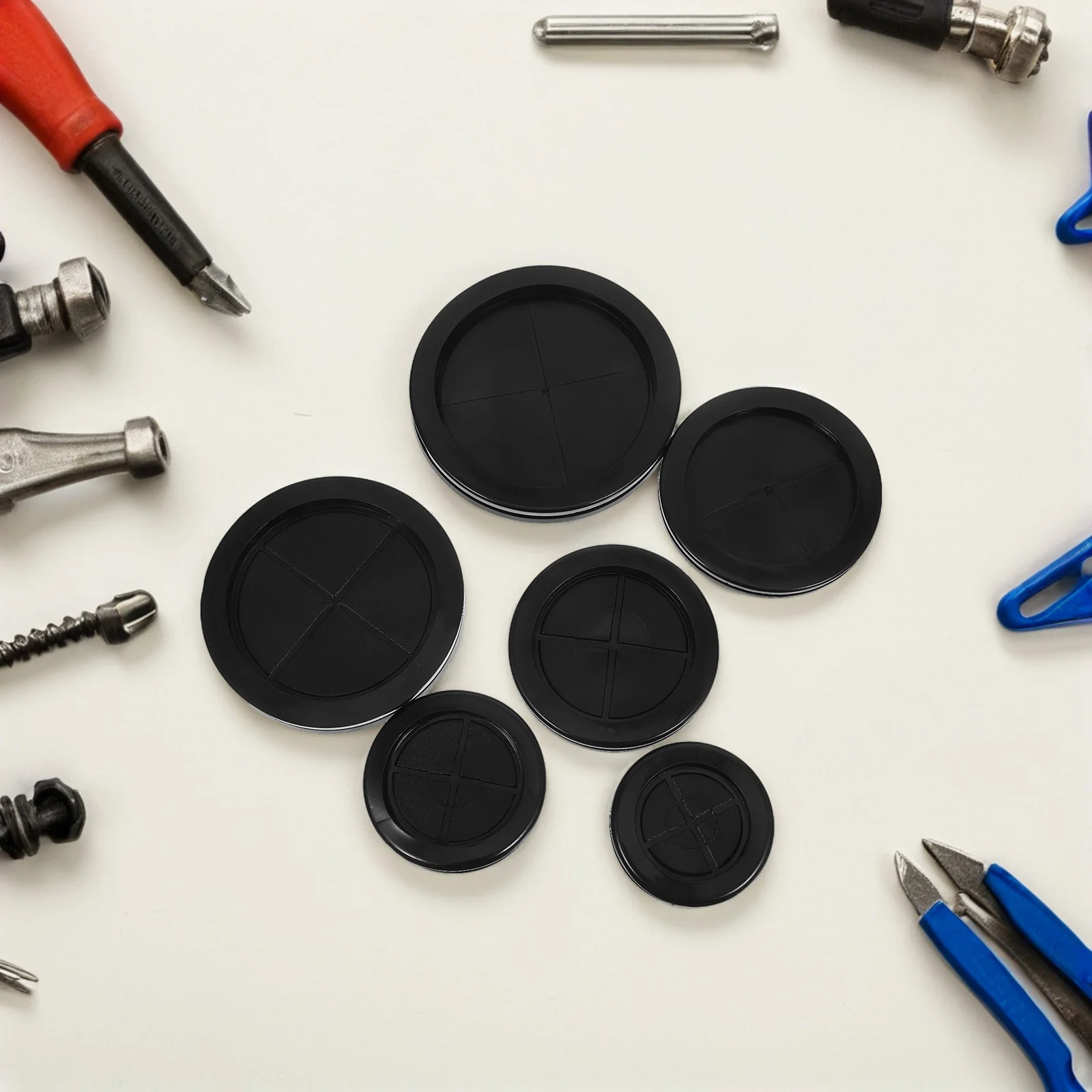 12 pezzi di filo di gomma passacavo rotondo copertura del foro del cavo per la protezione del cablaggio della parete della scrivania boccola a scatto occhielli flessibili organizzatore di cavi