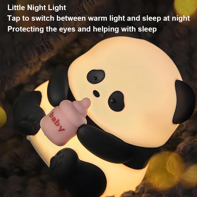 Imagem -05 - Cute Cartoon Silicone Led Night Light com Sensor de Toque Kids Nightlights Lâmpada do Quarto da Criança Decoração de Férias Presente de Natal